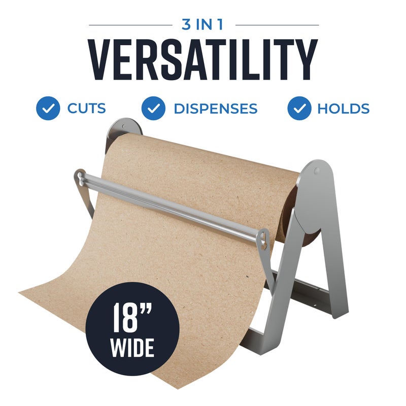 Bryco Goods - 18 Inches All Paper Roll Dispenser and Cutter Made of Heavy-Duty Steel Frame & Sharp Blade. Holds, Dispenses & Cuts. Wall Mountable & Non-Slip Tabletop. Ideal Butcher Paper Dispenser - Image 2